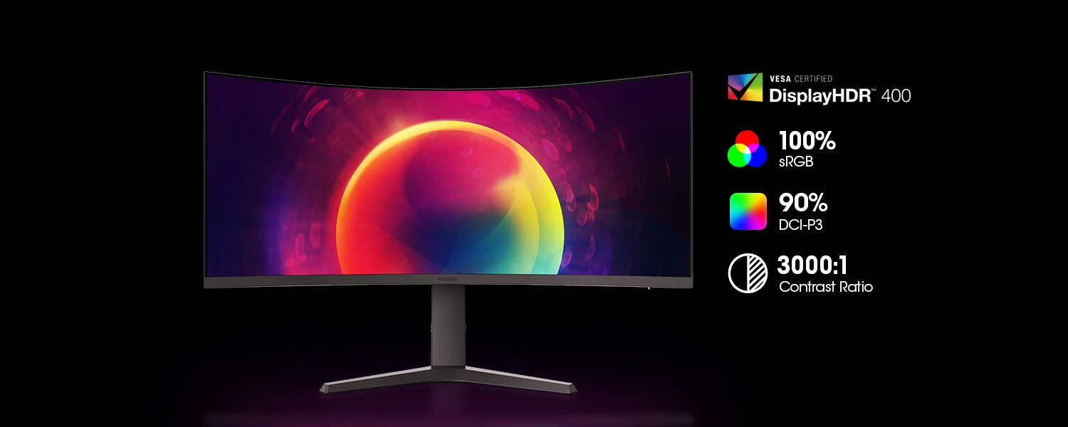 Koorui 34 Inch Ultrawide Curved Gaming Monitor KOORUI 34 Inch Curved Monitor - Anti-Blue Light Gaming Screen