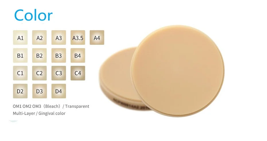 Yucera Dental Consumables CAD CAM Milling PMMA Puck for Dental Lab Dental Resin Acrylic Disc Dental Pmma Block Temporary Denture