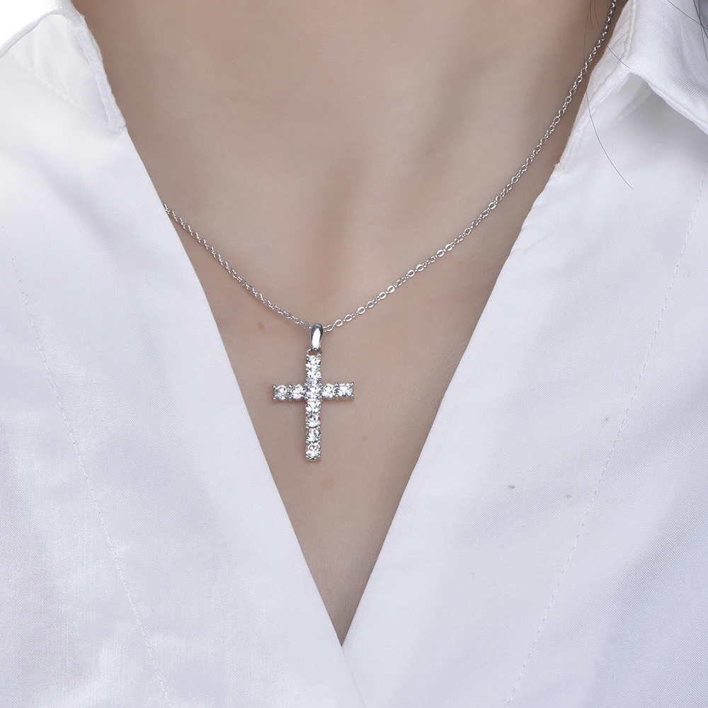 Trendy Popular Jewelry 925 Sterling Silver Necklace Cross Pendant Necklace For Women