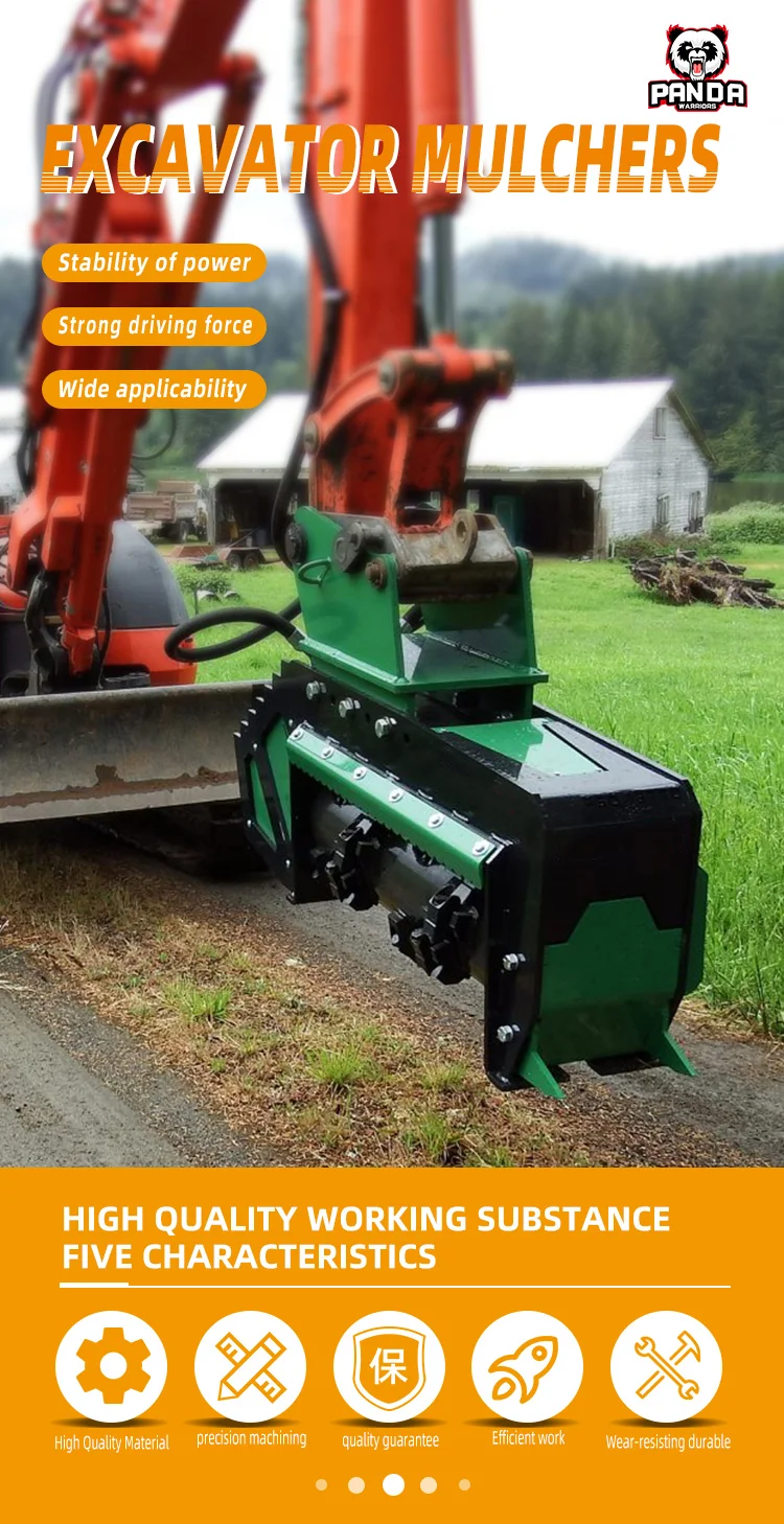 Excavator Mulching Head Connecting To A Digger Ideal For Clearing Trees