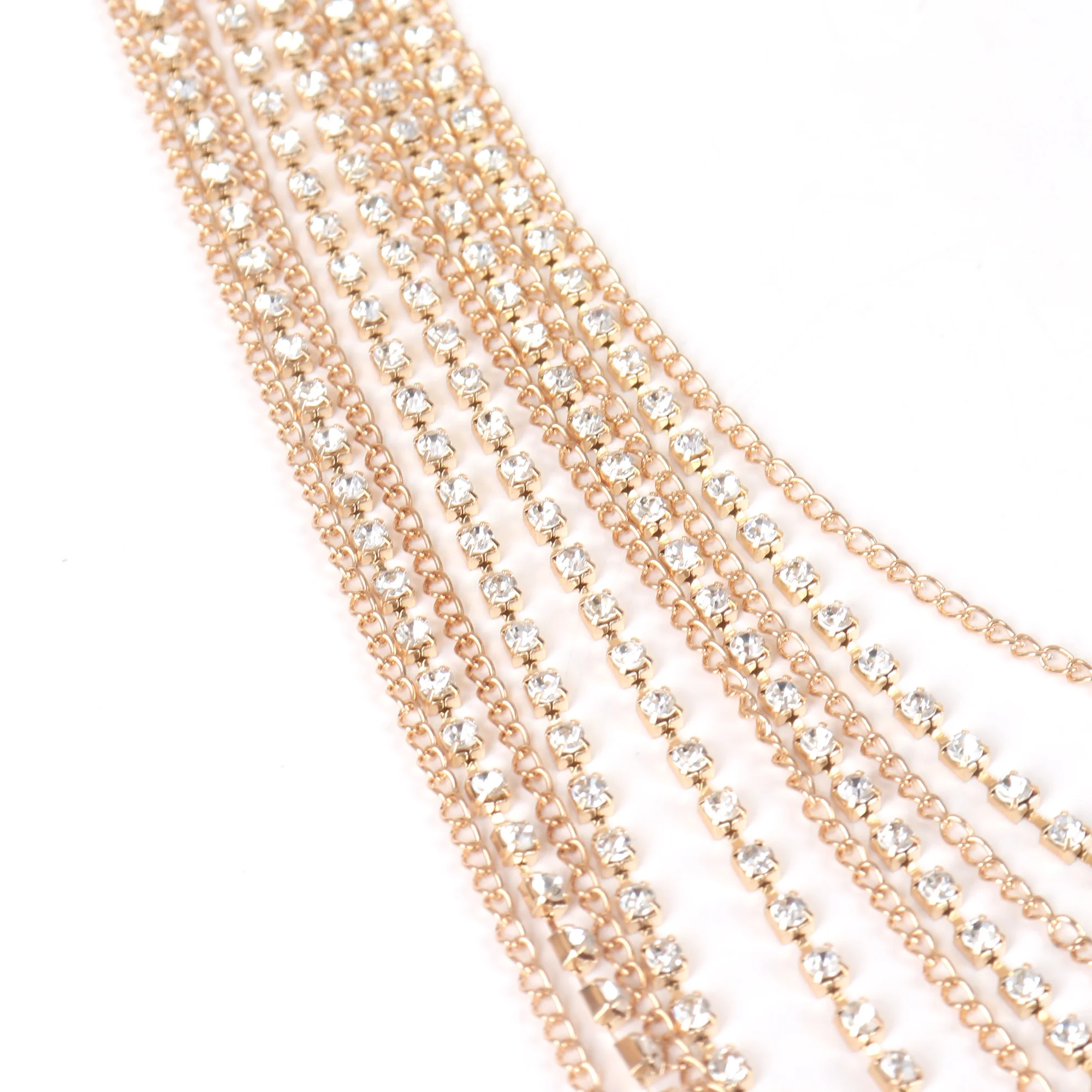 Fashion Rhinestone Long Tassel Body Chain Jewelry For Women Party Club