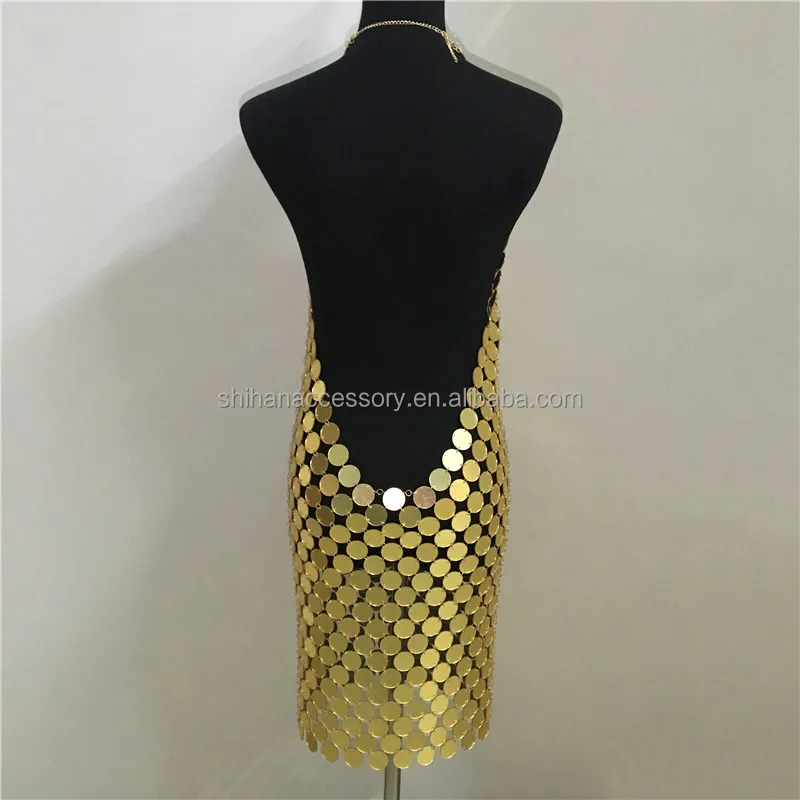 Shd1040 Sexy Metal Body Chest Chain Sequin Dress Women Bandage Summer ...