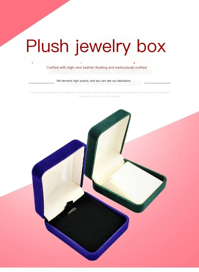 Custom Logo Rectangle Jewelry Package Box with Red Black Blue Ring Pendant Bracelet Square Pattern preview 4