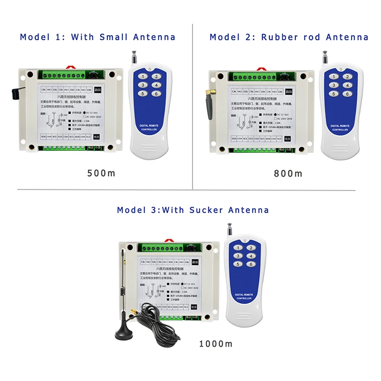 Universal Wireless Remote Control Switch 6CH Relay Receiver Module DC12V-24V or AC100V-240V RF Remote 433Mhz Transmitter