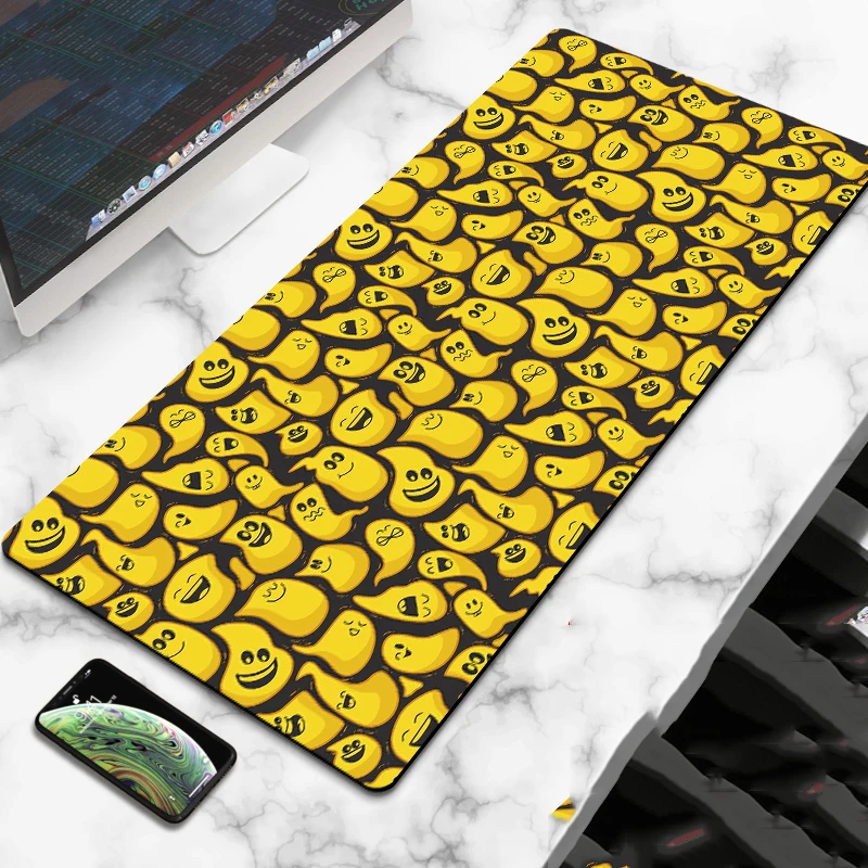 XXL 90x40 cm black and white large mousepad computer gamer office stitched edge keyboard desk mat washable non-slip