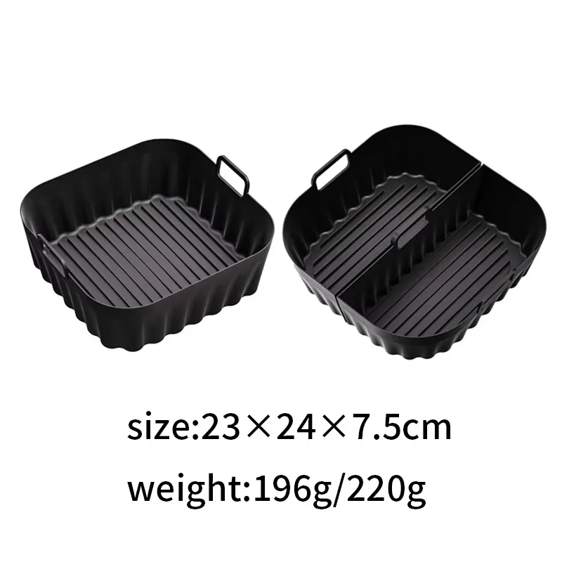 Non-Stick Silicone Air Fryer Tray, Multi-Compartment Baking Pan for Egg Tarts Fried Food, Oil-Proof Reusable Air Fryer Accessory details