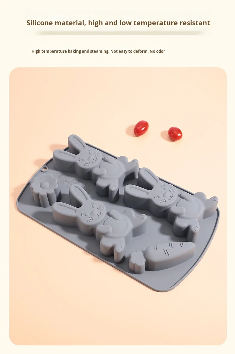 Cartoon 5-Hole 3D for Rabbit Silicone Cake Mold Children's Complementary Food Mold Factory Direct Baking Tool manufacture