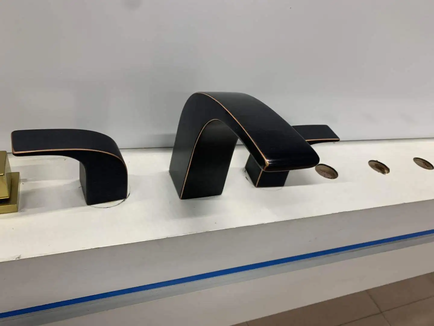Modern Restroom 3in1 Black Bathroom Tall 3 Hole Sink Faucet Modern ...