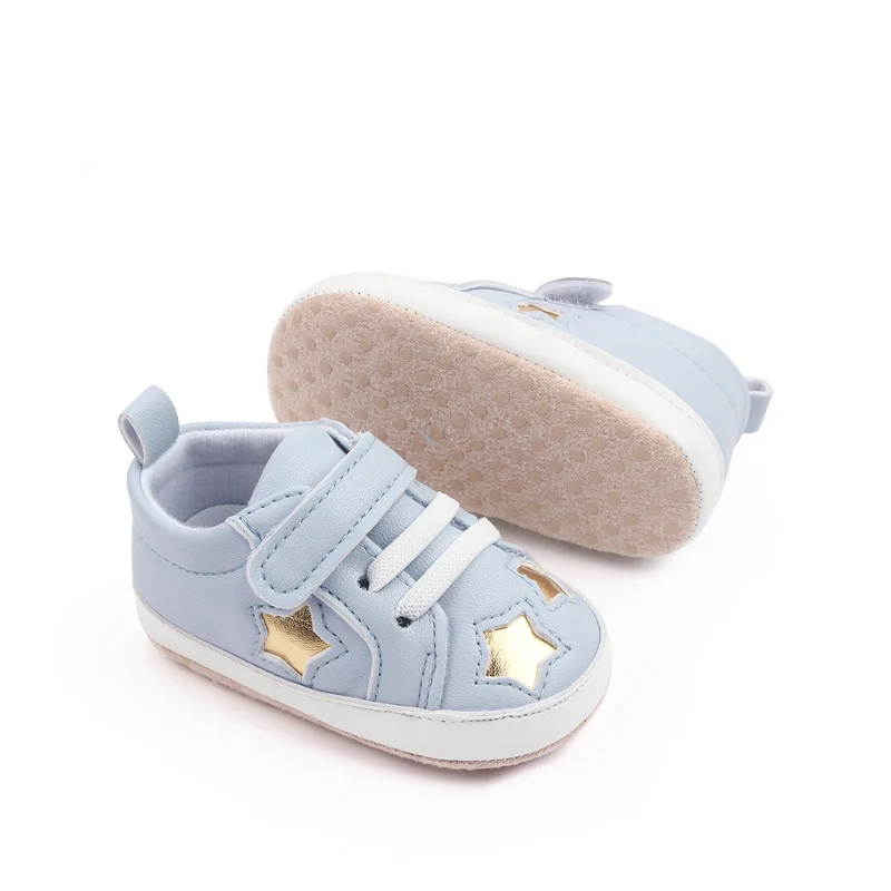 Sofe PU leather star design toddler baby boy sneakers shoes casual boy newborn infant shoes factory