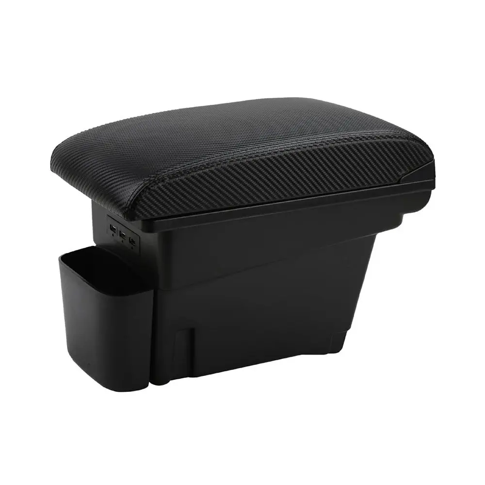 product high end customization car armrest console storage box black leather rotatable center box-3