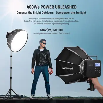 NEEWER Q4 400Ws 2.4G TTL Studio Flash 2800mAh Battery Powered Outdoor Strobe Photography Moonlight with Carrying Bag detail image