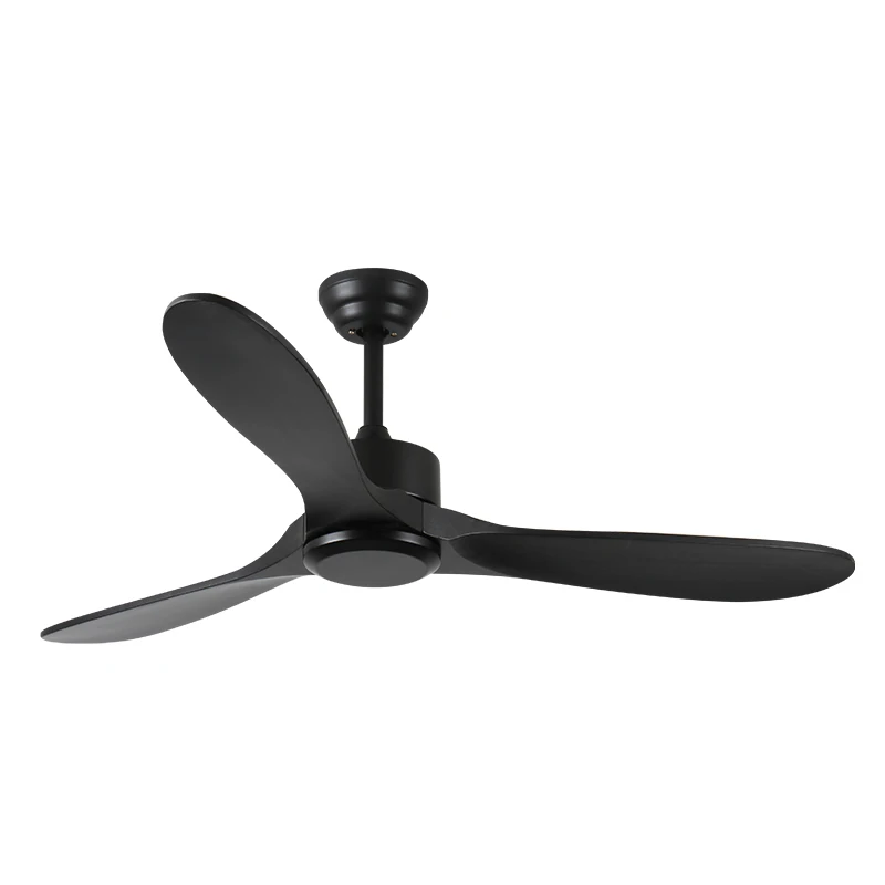 Ventilador de teto por atacado para interno/externo, motor BLDC reversível, ventilador de teto de madeira sem luz, com controle remoto para varanda, sala de estar e garagem