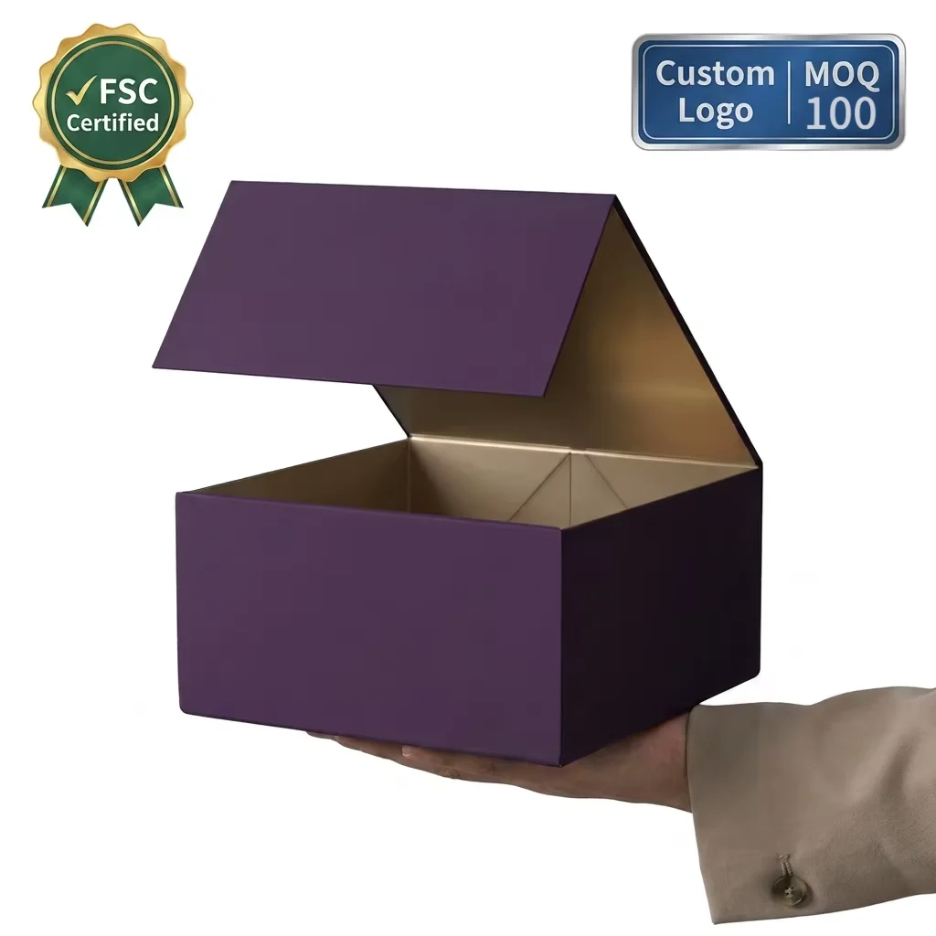 Custom Logo Luxury Magnetic Closure Rigid Gift Box Certified Foldable for Jewelry Apparel Cosmetics
