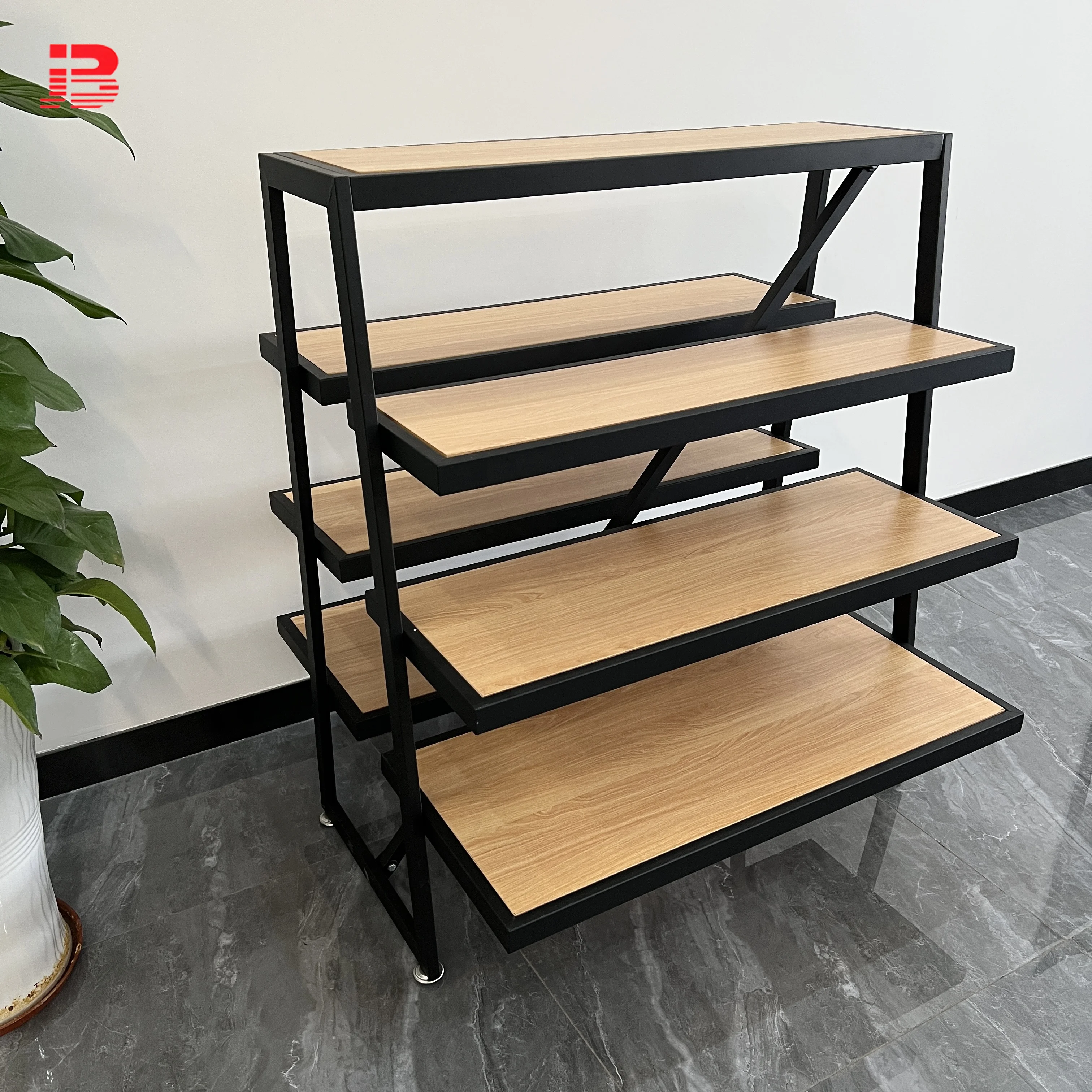 Customized Multifunctional Wood Display Shelves Supermarkets Display Rack