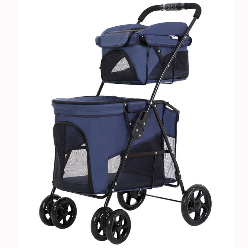 Luxury Dark Blue Dog Stroller For Pets Dog Cat Trolley Buy Dog