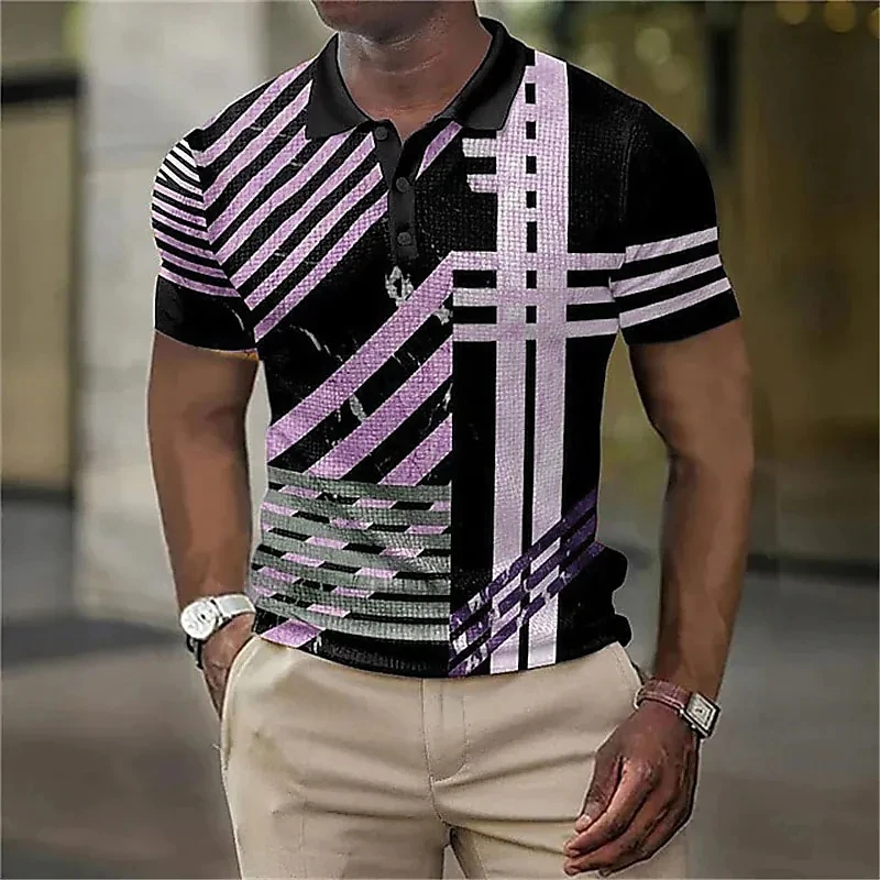 Mens Short Sleeves 3d All-over Print Men's Polo Shirt Geometric ...