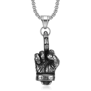 OEM ODM Retro Fist Hand Skull Pendant Necklace Men Gothic Fashion Biker Rock Punk Jewelry