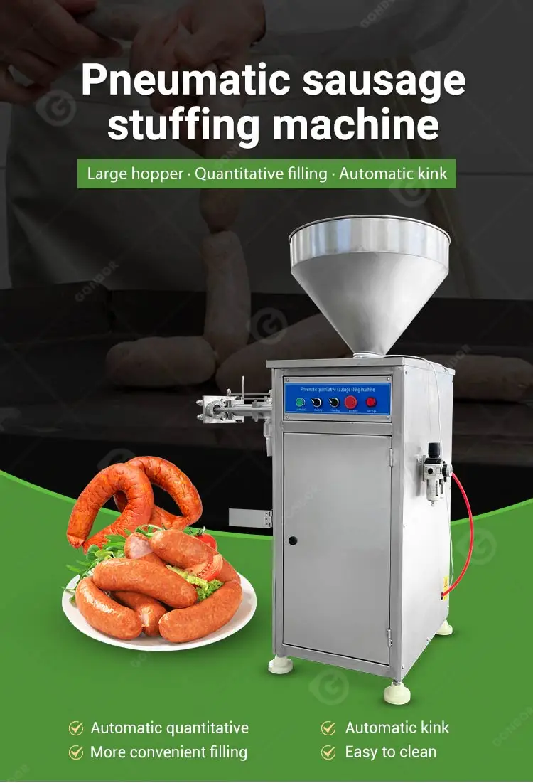 Automatic Electric Fill Mini Pneumatikly Stainless Steel Meat Beef Bratwurst Sausage Stuffer Filler Make Machine