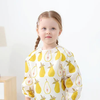 Wholesale Cute Printed Baby Bib Coverall Anti-dirty Long Sleeve Clothes Apron