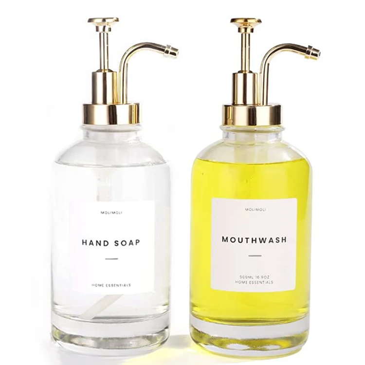 2023 New Hand Bathroom Soap Dispenser Set Glass Mouthwash Dish Soap