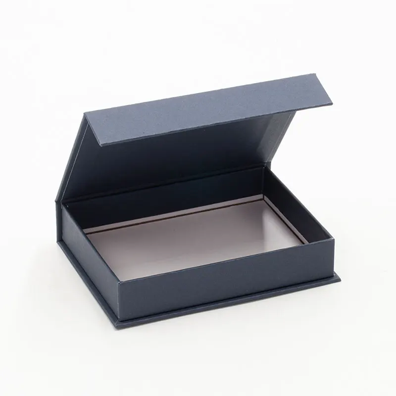 Rigid Magnetic Catch Foldable Cardboard Paper Small Navy Blue Gift Jewelry Boxes with Lid
