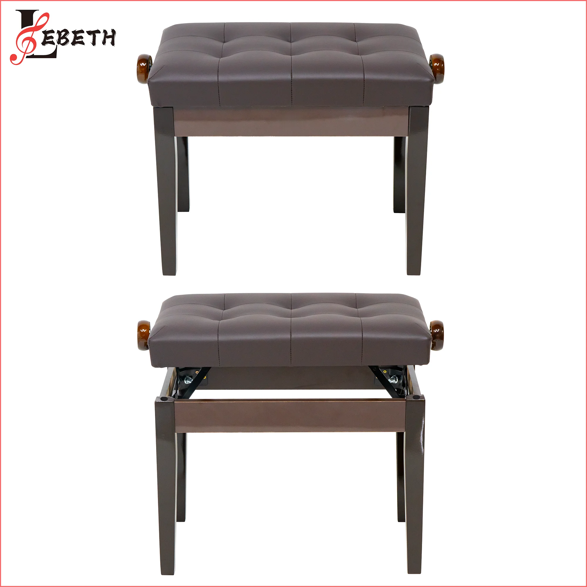 Lebeth KB-010 Wholesale OEM Musical Instruments Modern Wooden Bench Brown Piano Chair Piano Stool