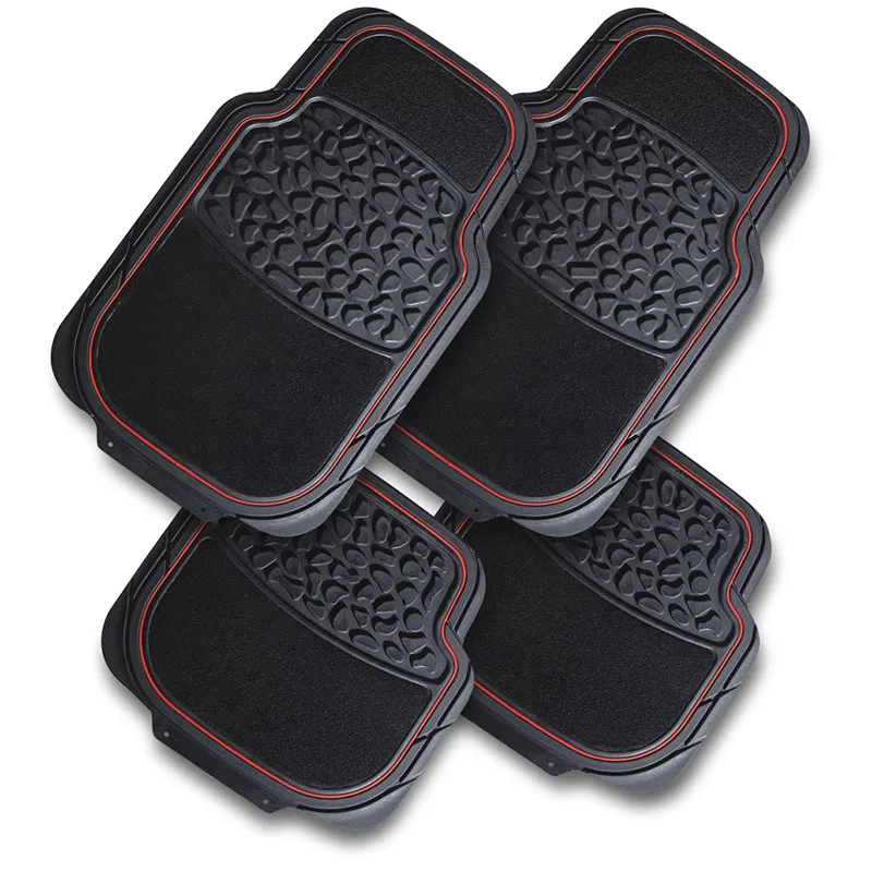 New Design Black Car Mat Universal Car Floor Mat With Implant Red Line Buy Universal Fit Car