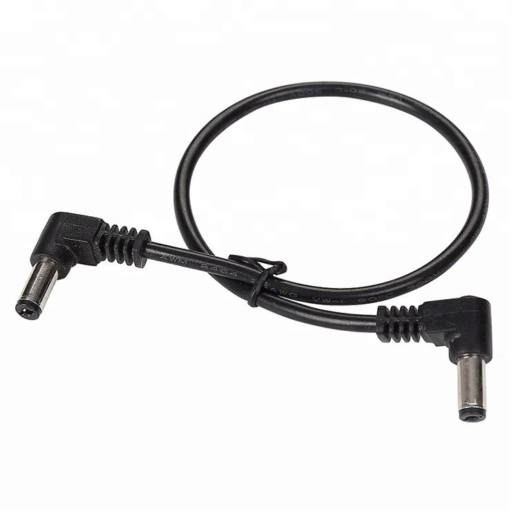 DC 90 Degree Right Angle Plug Power Cable DC 5.5*2.1mm 5.5*2.5mm 3.5*1.35mm 4*1.7mm Male  Plug to Stripping End Power Cable