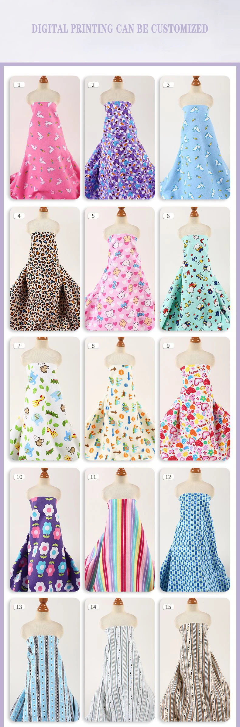 Stock Lot 43/44" Flannelette 150gsm Printed 100 Cotton Flannel Fabrics