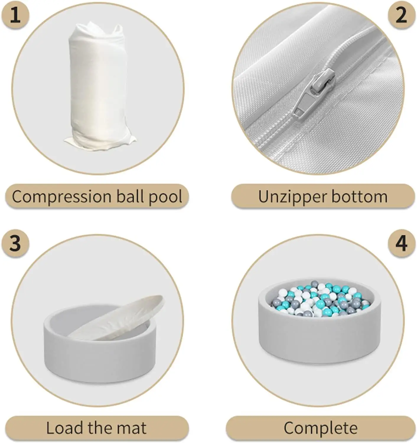 Детский подарок SUNNUO, органайзер для хранения игрушек в помещении и на улице, мягкая круглая пенопластовая шариковая яма для малышей, мальчиков и девочек с горкой