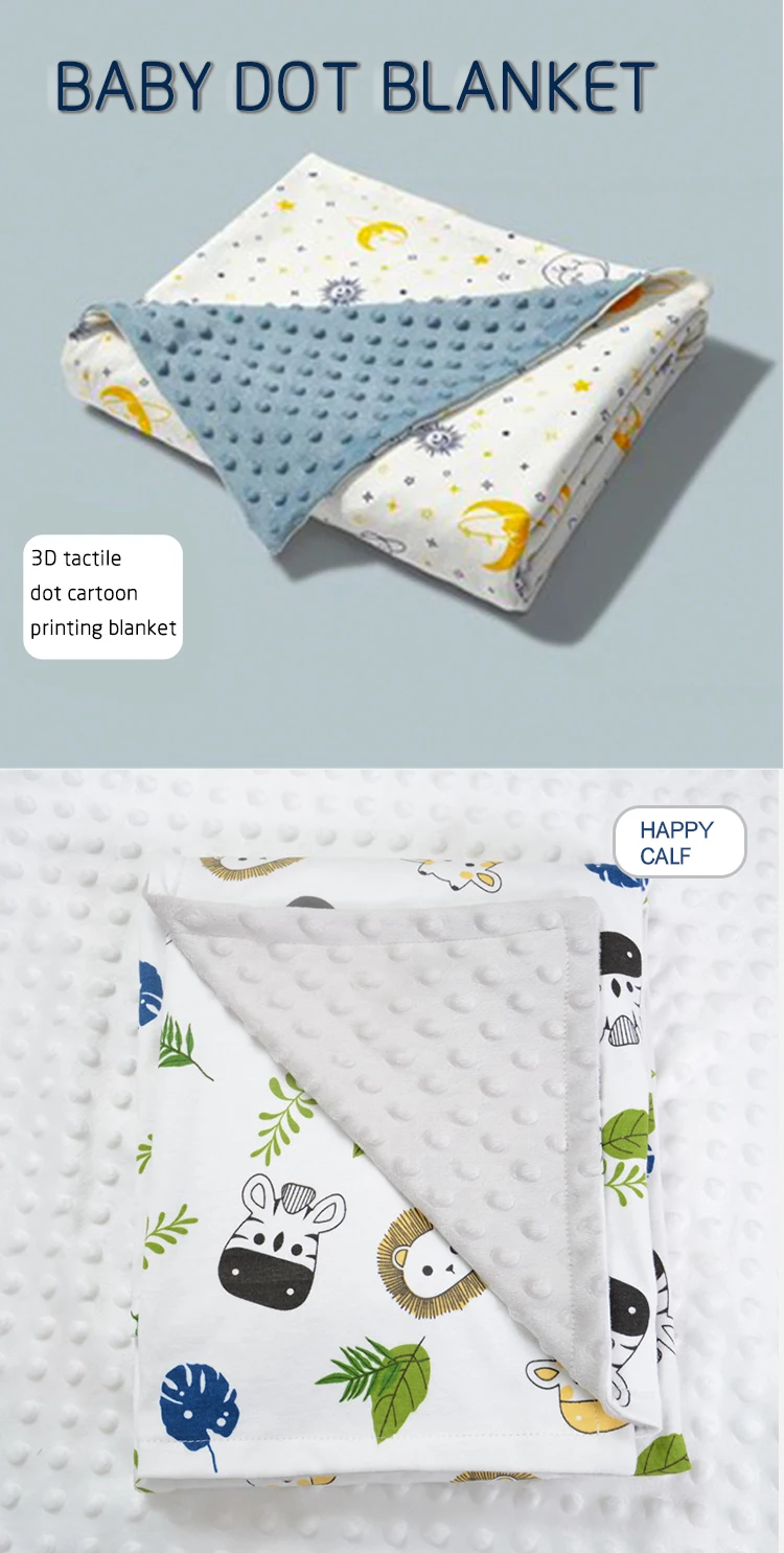 Wholesale 100 Polyester Custom Printed Minky Fleece Baby Dot Blanket