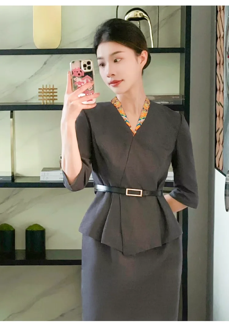ladies navy blue dress suit StudioSuits- Women's Stretch Royal Blue Wool Suit main image 1