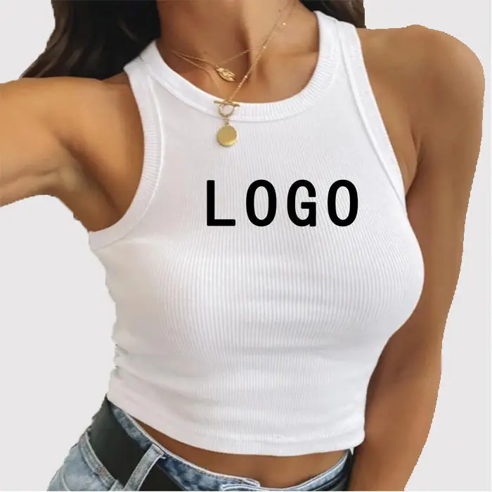 Shop Our Custom Logo Summer Ladies Vest White Cotton Ribbed