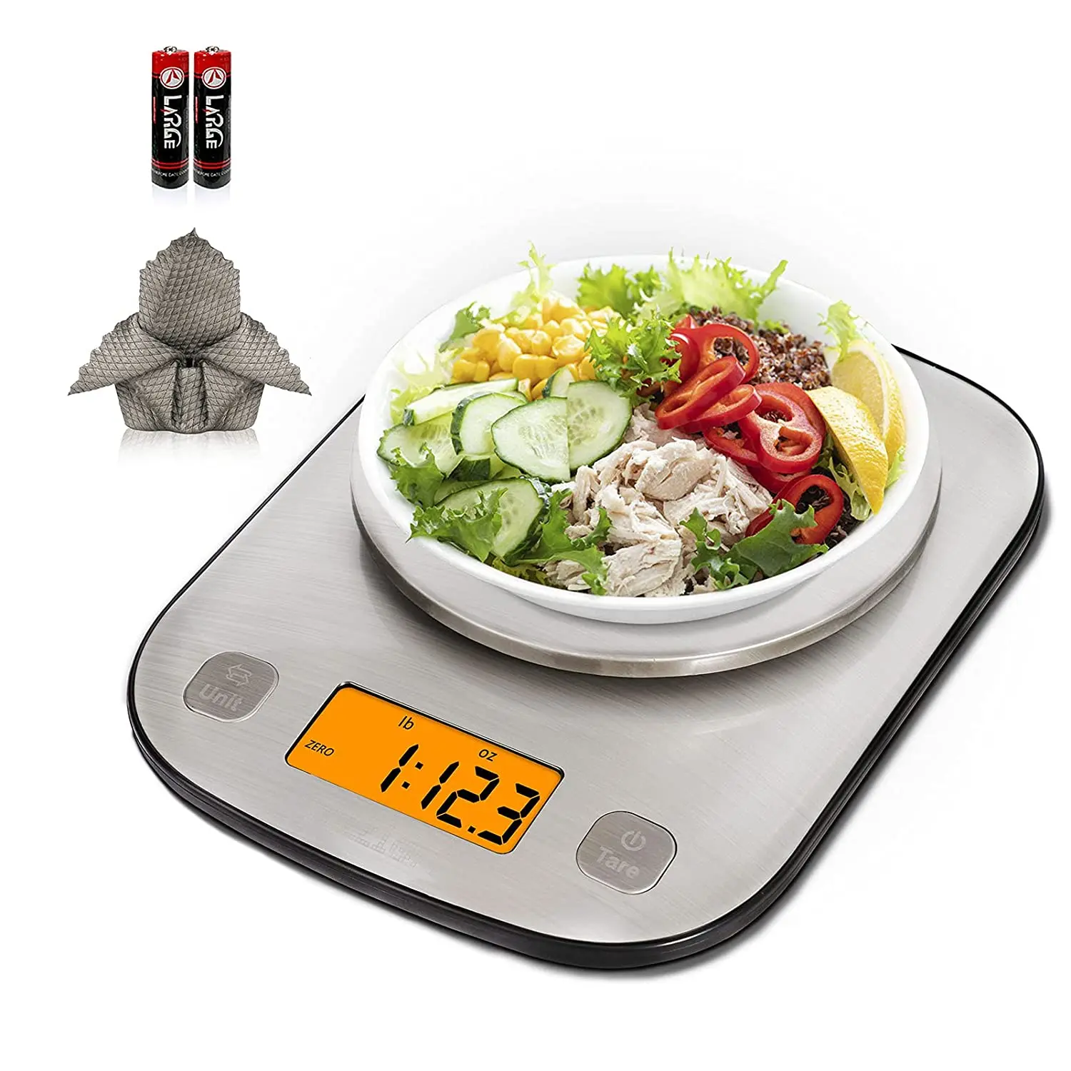 thumbnail image 2 of 3KG Digital Kitchen Scale – Grams & Ounces, 0.1g Accuracy, Stainless Steel, LCD Backlight 2 of 5
