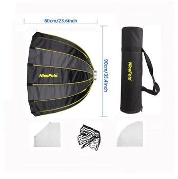 NiceFoto LED-70cm Light Parabolic Photography Softbox with Grid for Video Shooting detail image