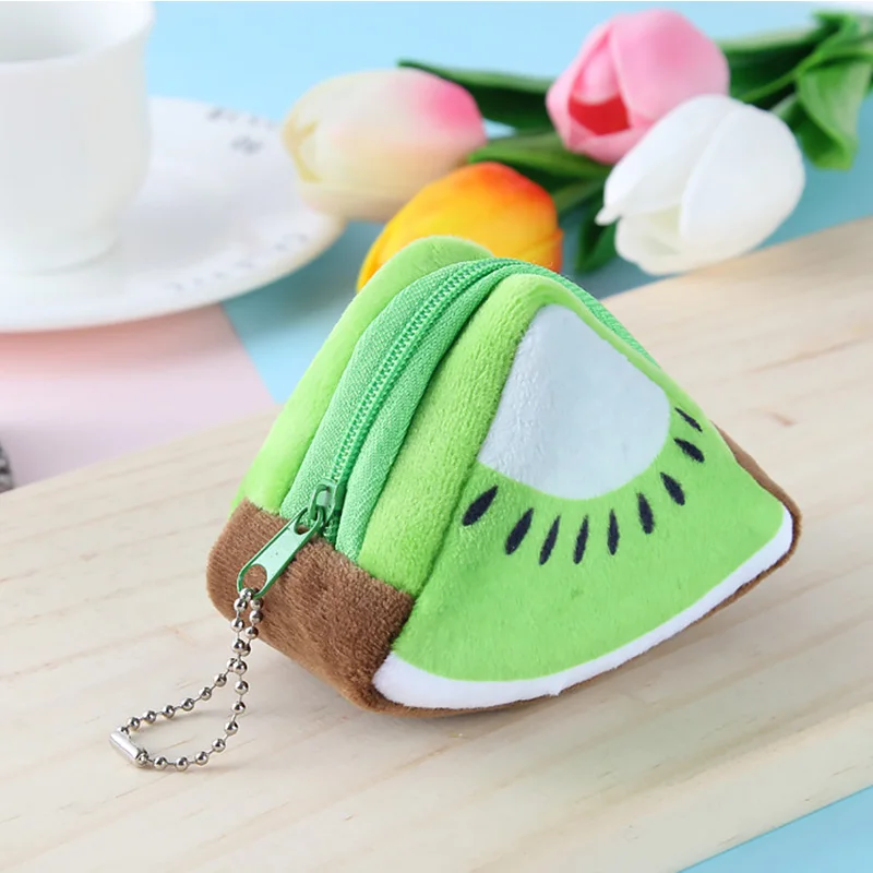 3D Fruit Print Plush Coin Purses Women Mini Card Bag Key Case Earphone Storage Girls Kids Cartoon Cute Coin Wallet Money Bag