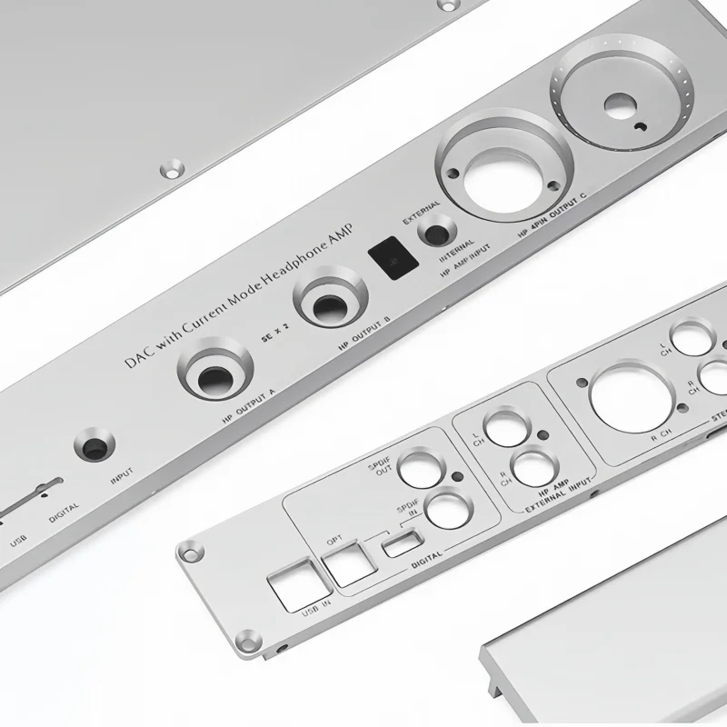 CNC Milling Electronic Instrument Enclosure Front Panel Back Plate Machining Custom Aluminum Faceplate for Audio Power Amplifier