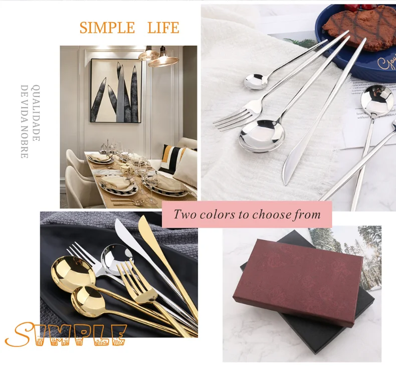 Morden Luxury Flatware Set Stainless Steel Luxury Soild Silver/gold
