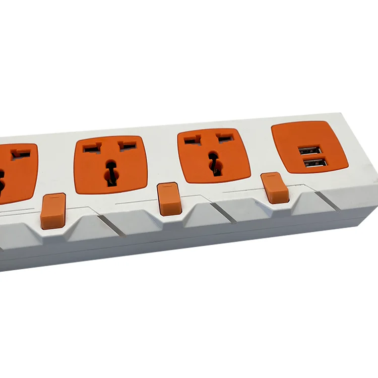 Vnx Double Usb 3-Pin Mutil 15A/16A Universal Socket and Three Gang Orange Color Travel Power Extension Socket