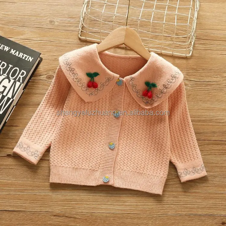 New hot spring and summer solid color hollow knitted cardigan baby girls' sweaters