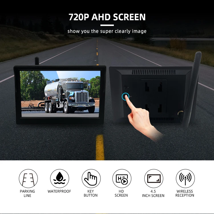 Wemaer Wireless Rear View Backup Reverse Camera 18 IR LED Night Vision Waterproof + 4.5" Car Monitor for RV Bus Truck Trailer supplier
