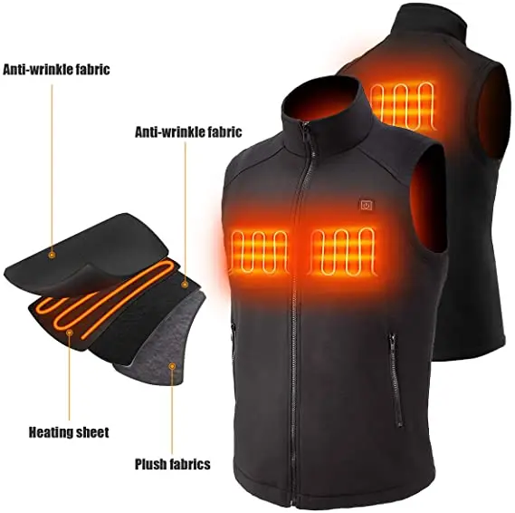 Wholesale Softshell Windproof Battery Powered Thermal Heated Vest Mens ...