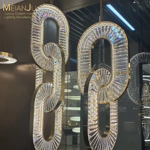Custom High-End Warm White Crystal Chain Lamps Non-Standard AC Installation Included Chandeliers Pendant Lights for Villa Hotel