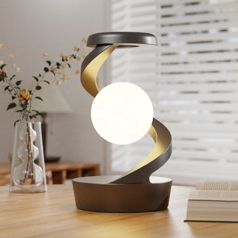 Rotating Levitating Lamp Wireless Charging Night Light RGB Bedside Atmosphere Lamp with Fast Charging Function for Phones
