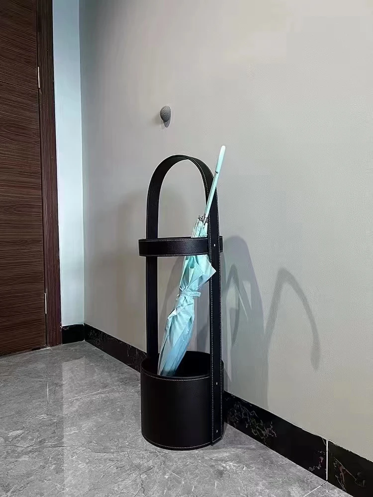 Оптовая продажа высокая круглая креативная стойка для зонтиков металлические кожаные подставки уникальные декоративные