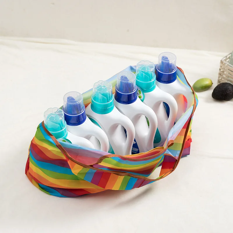 Custom Design Grocery Eco Friendly Folding Polyester Foldable Reusable Tote Shopping Bag With Logo