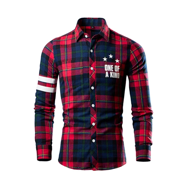 Brand's 100% Cotton Plaid Casual Shirts Breathable Spring Collection for Men