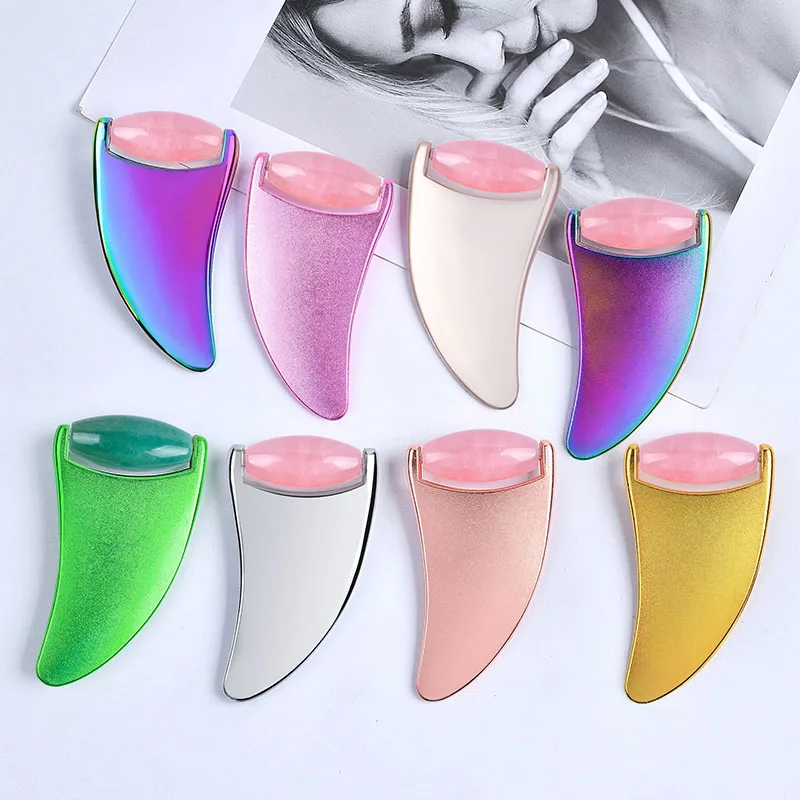 Jade Roller And Gua Sha 2 In 1 Massager Custom Logo Stainless Steel