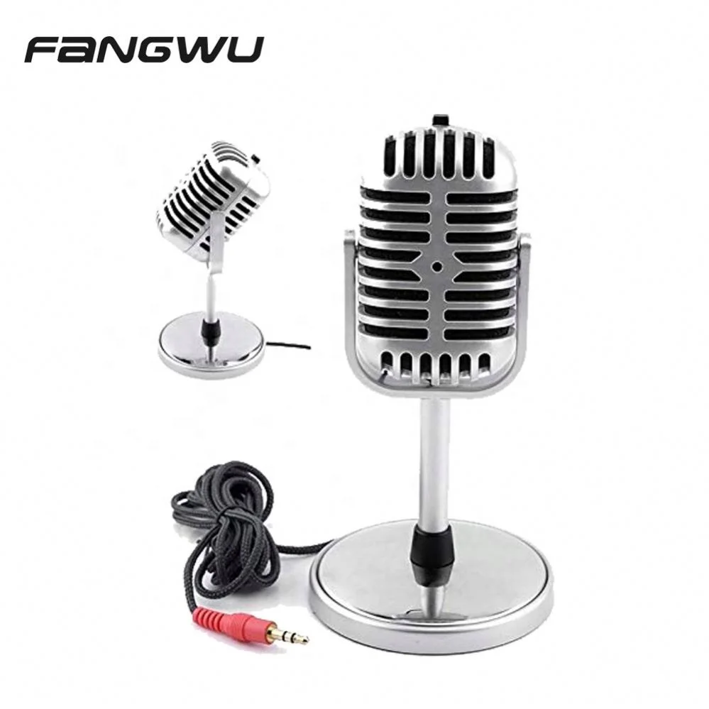 Durable Retro Pc Microphone With Stand For Computer