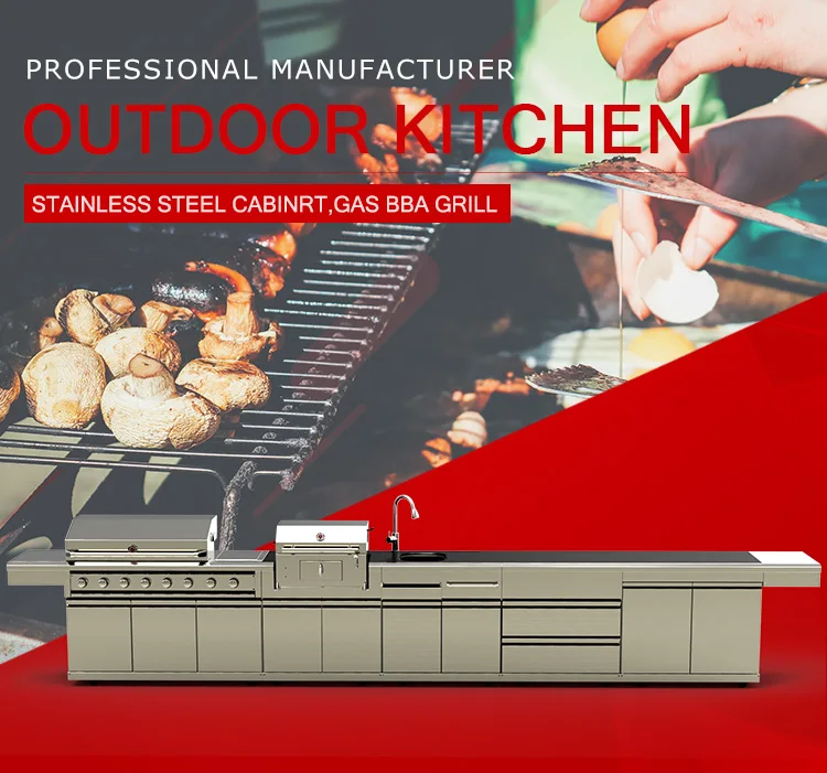 Custom Modern Outdoor Kitchen Big Gas Bbq Charcoal Barbeque Grill